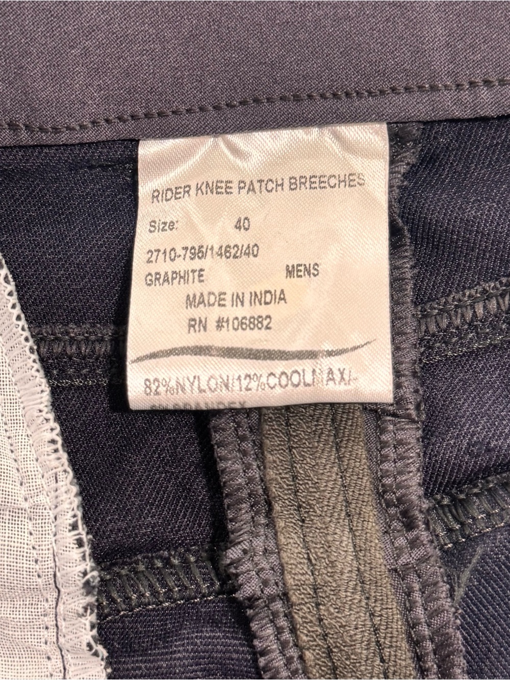 Men's Black Performance Riding Breeches - Picture 9 of 10